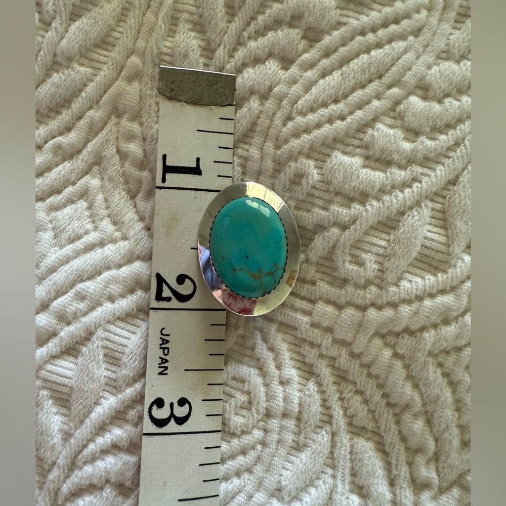Turquoise Sterling Silver Earrings. Hallmark by Navajo artist DAVE PINO Vintage - Picture 7 of 9